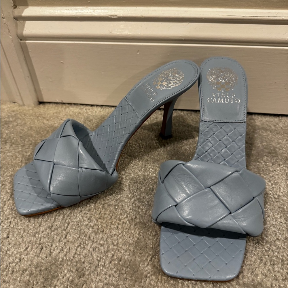 Vince Camuto Blue Woven Heeled Mules